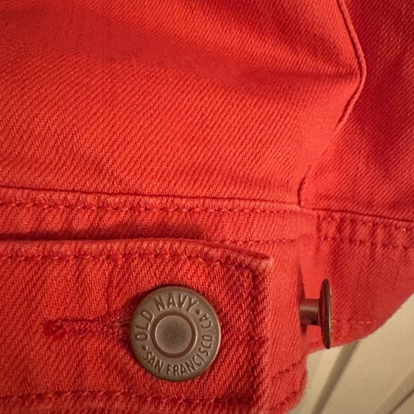 Old Navy Vibrant Orange Jean Jacket women’s size Large. - Picture 4 of 7